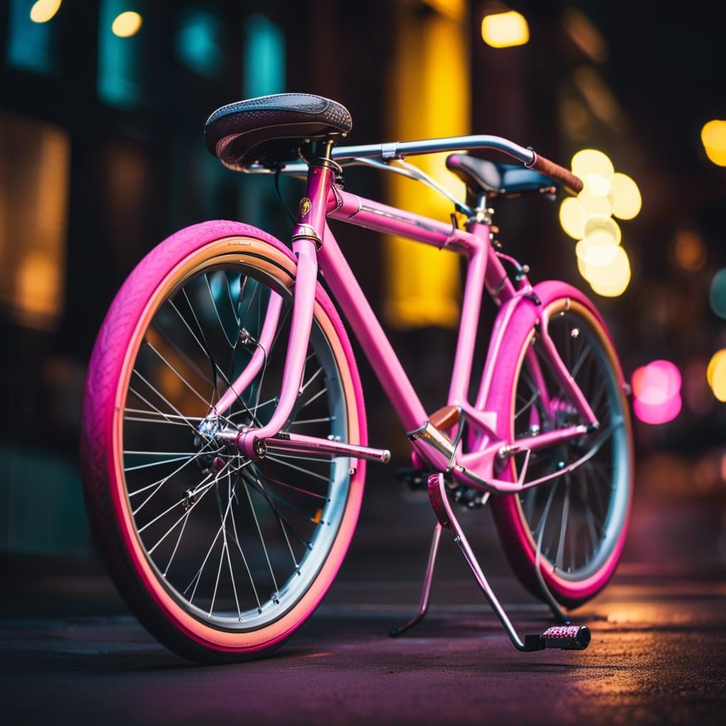 Retro-Futuristic Low-Rider Bicycle on Moonlit Street