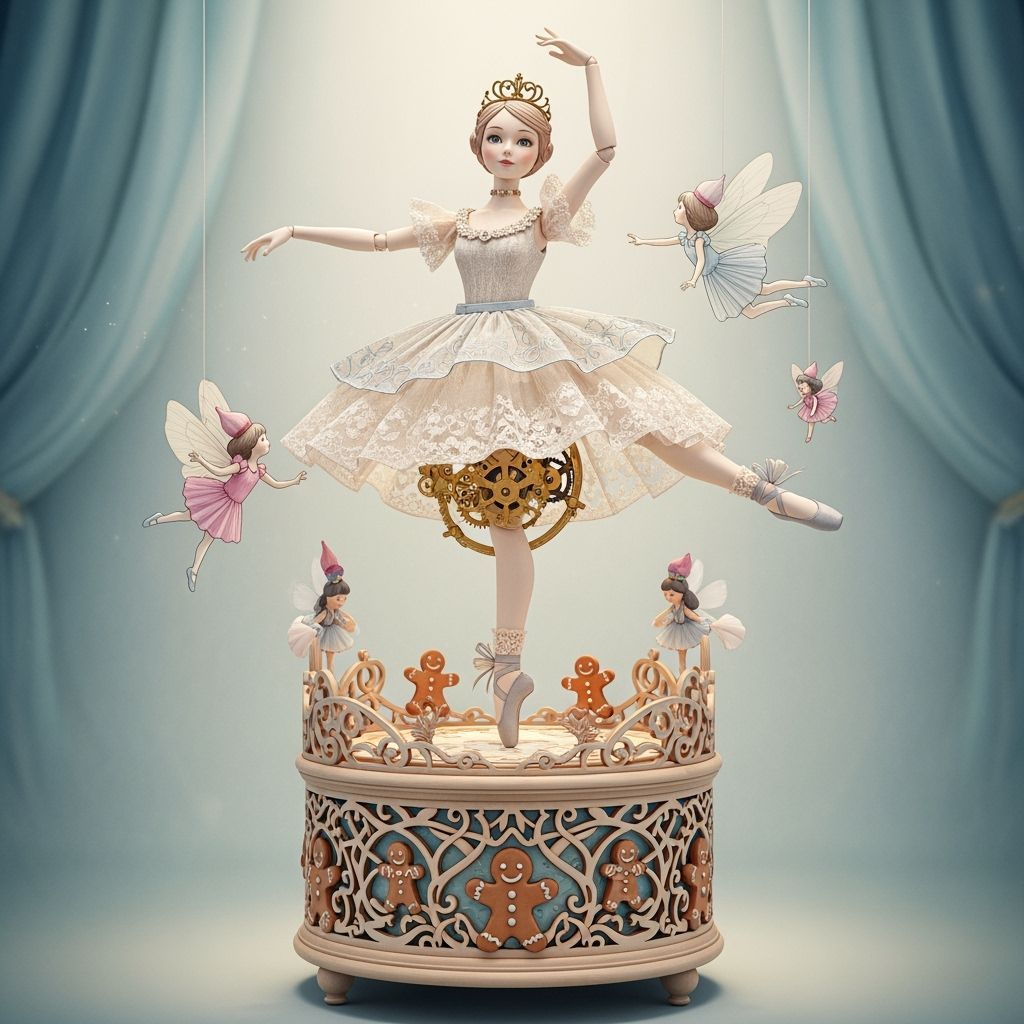 Animatronic Ballerina Doll Pirouetting on Music Box Stage