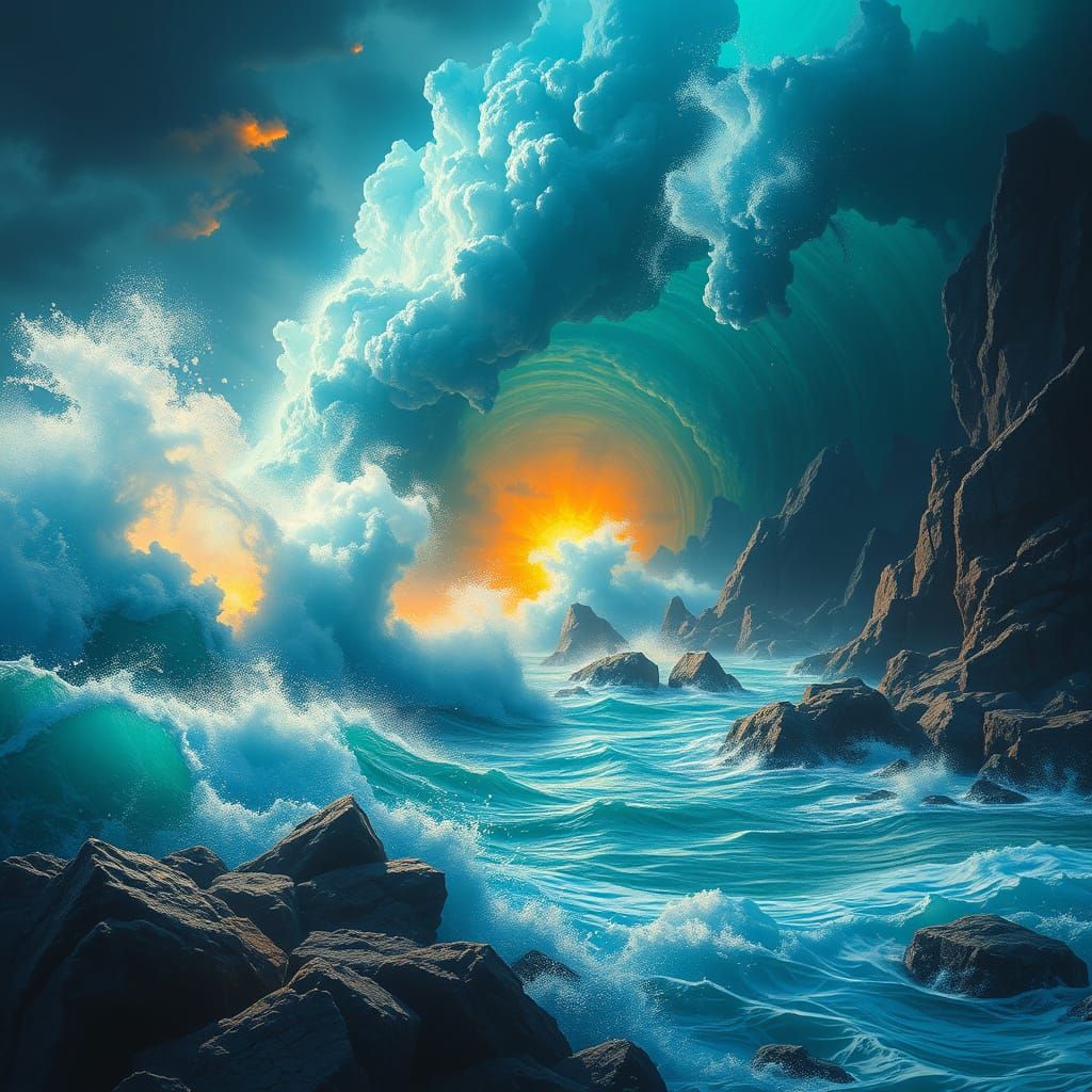 Fierce Ocean Storm Unleashed in Mesmerizing 8k Matte Paintin...