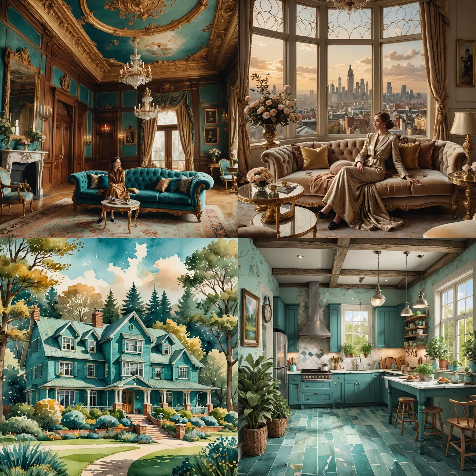 Teal Country House Style Luxury Apartment