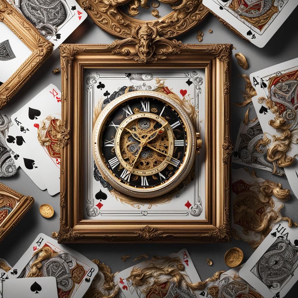 Time, Eternity, and Cards in Hyperrealistic Style