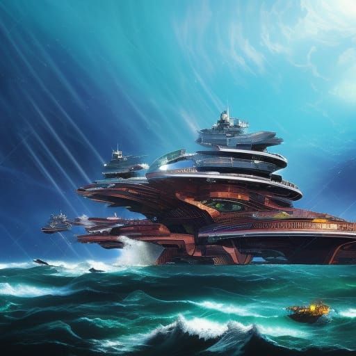 Surreal Alien Spacecraft Emerges from Ocean