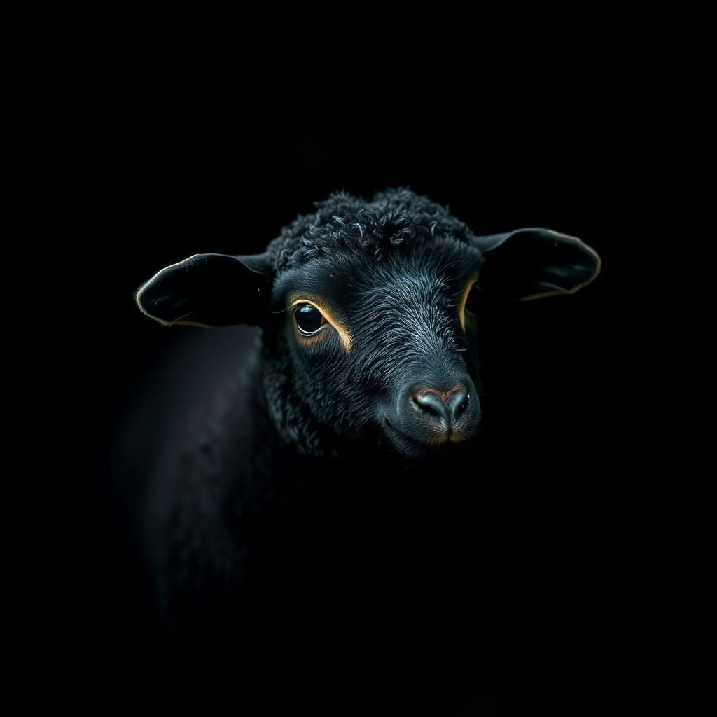 Dramatic Black Sheep in Cinematic Style