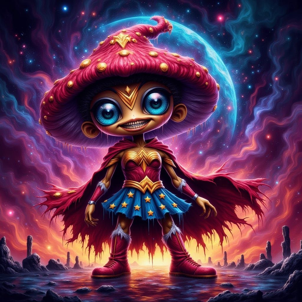 Mushroom Wonder Woman with Spinning Eyes