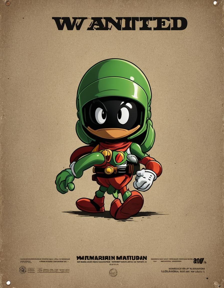 Marvin the Martian Wanted Poster in 8k