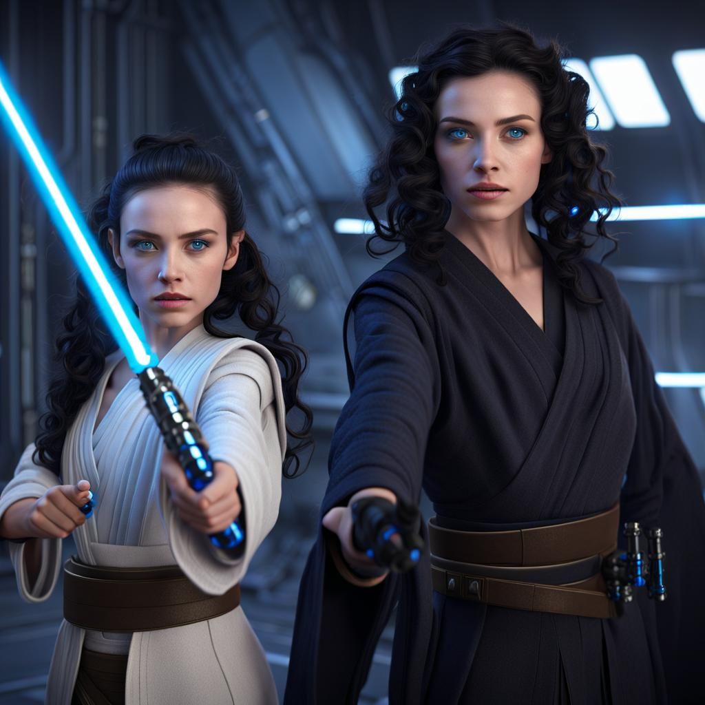 Jedi Master Teaching Apprentice: Detailed Fantasy Art