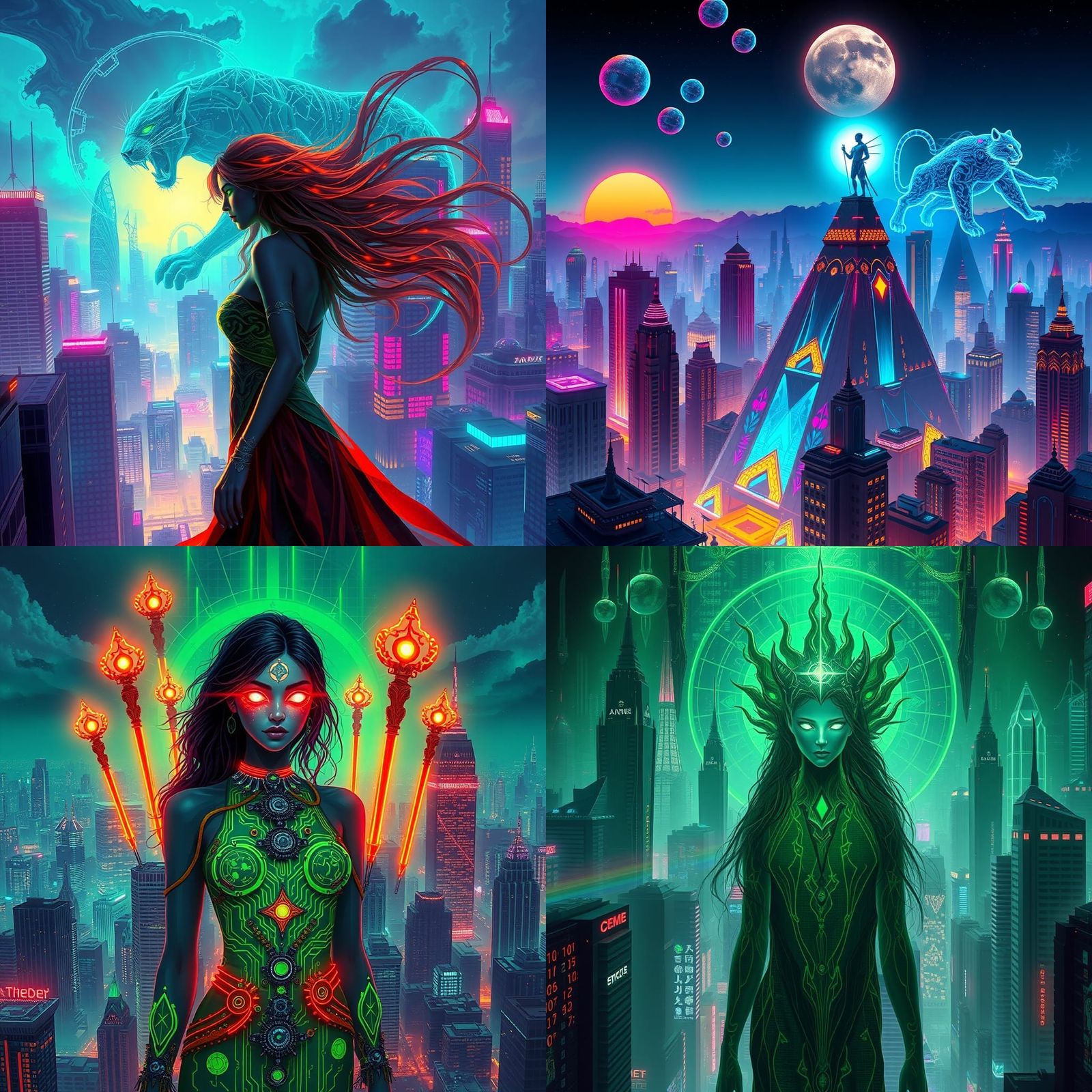 Cyberpunk Shaman: Teal Fire City of Time