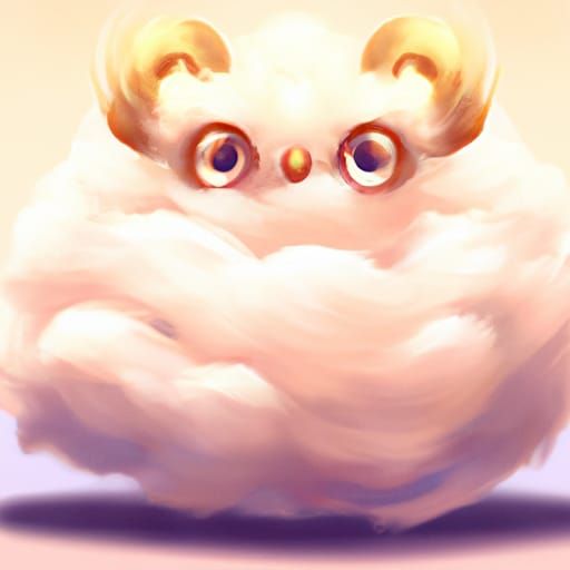 Adorable Chibi Cloud Monster Digital Art
