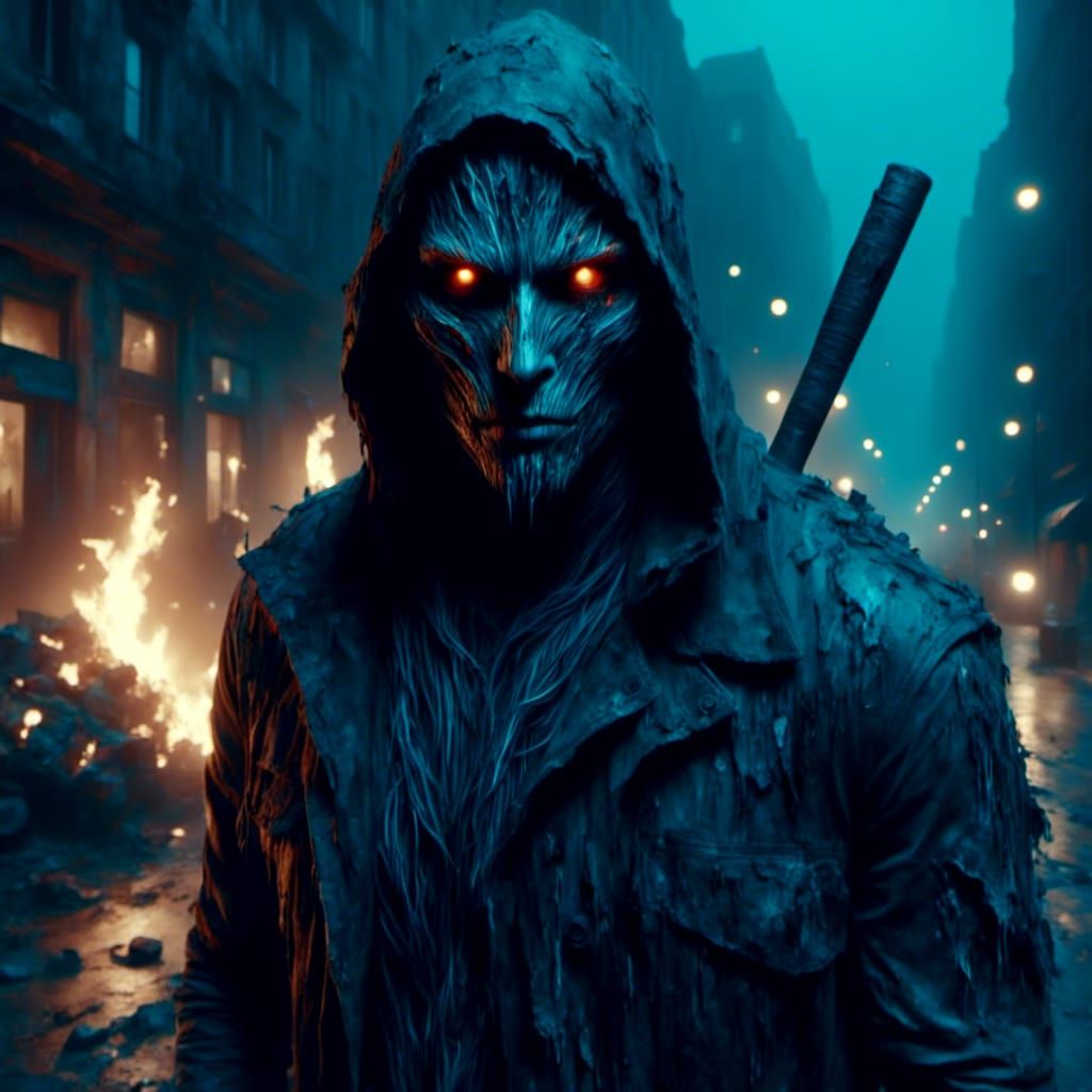 Menacing Thugs with Baseball Bats in City at Night