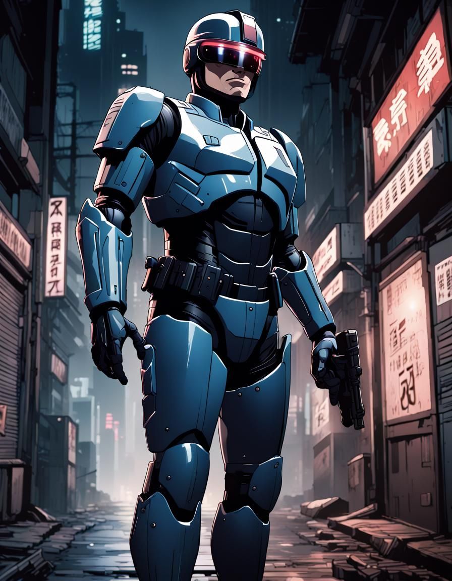 Robocop Full Height Horror in Anime Style