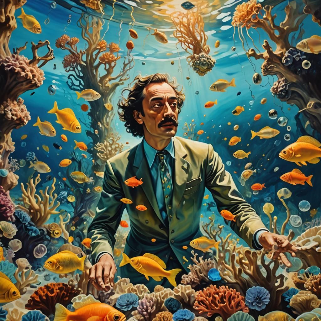 Underwater Surrealism in Oil Painting Style