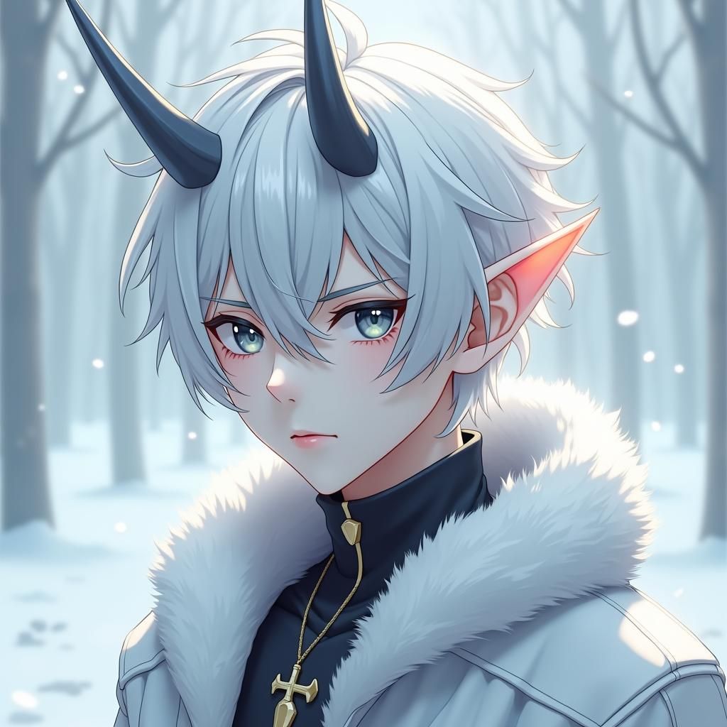 Anime Art: Young Male Wight Demon with Platinum Hair