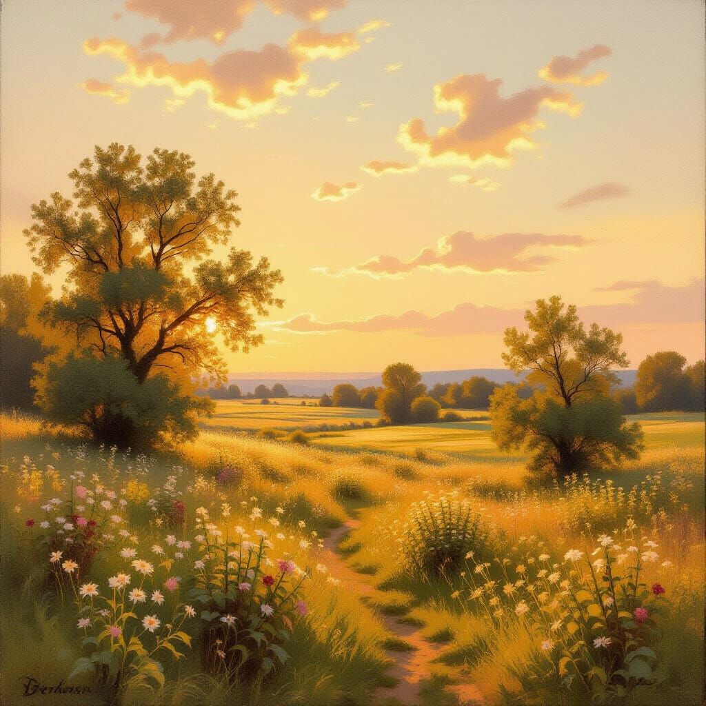 Ethereal Landscape in Golden Light