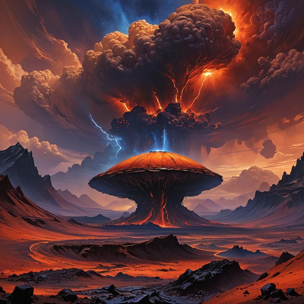 Eruption on Mars: Olympus Mons in Unreal Engine 5 Style