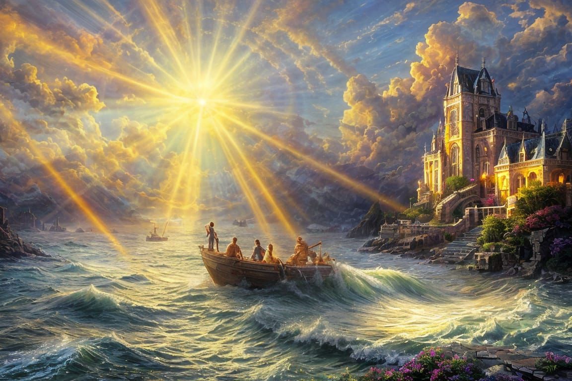 Atlantis Destruction: Ethereal Fantasy in Luminist Style