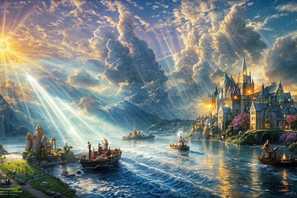 Atlantis Destruction in Ethereal Luminist Style