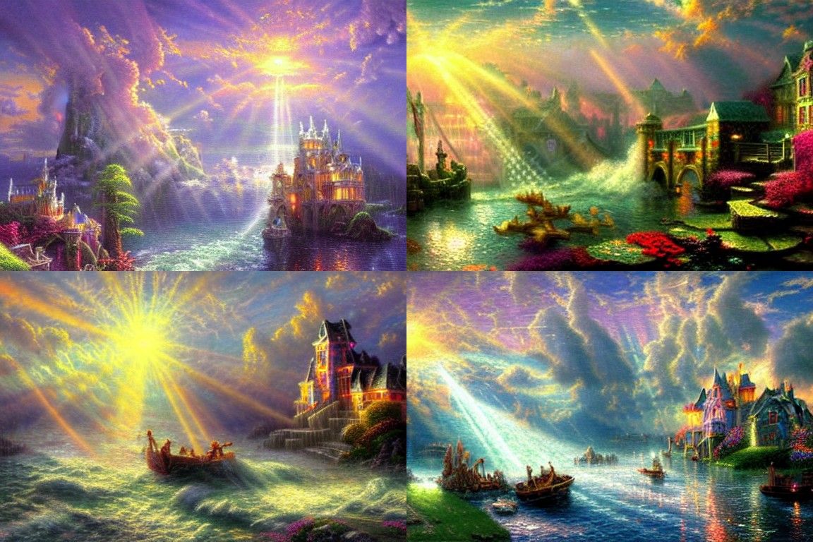 Atlantis Destruction with Divine Light in Ethereal Style