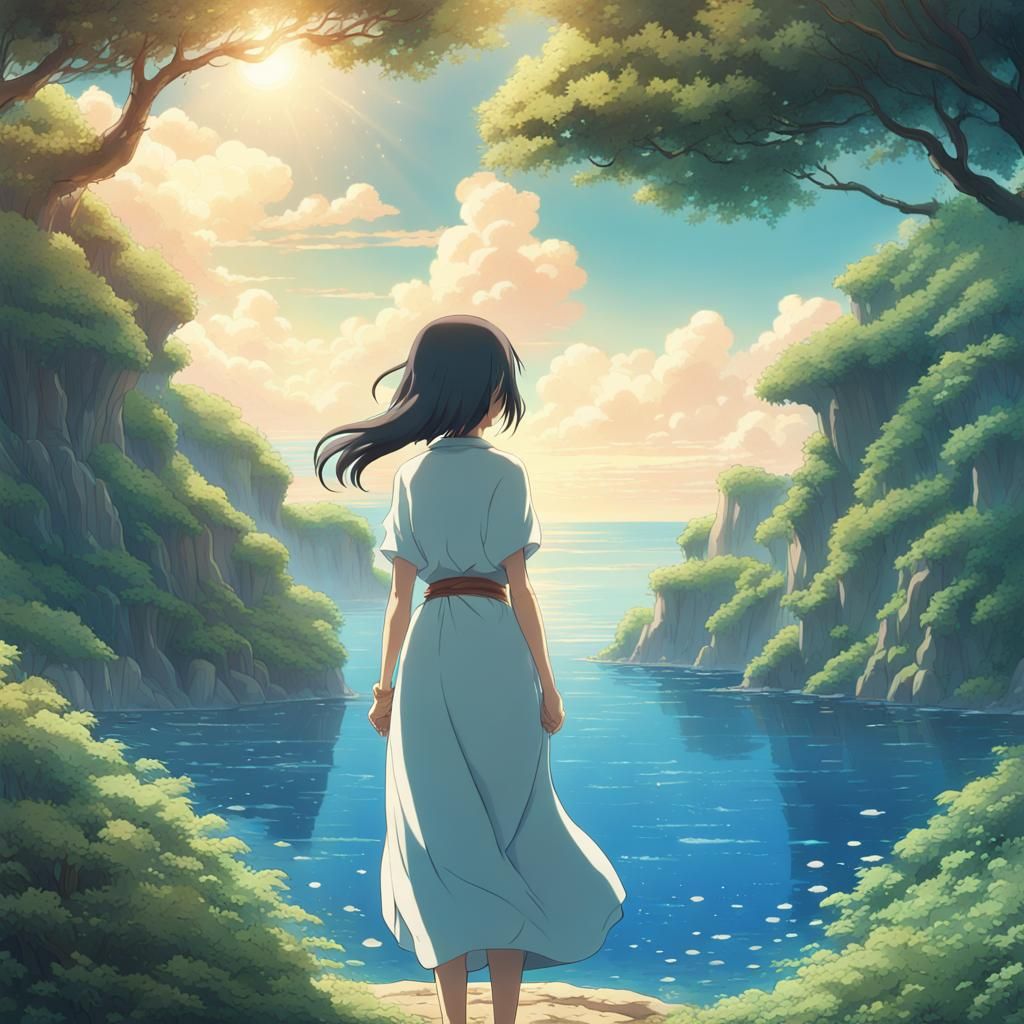 Aquarius Goddess in Anime Key Visual Style