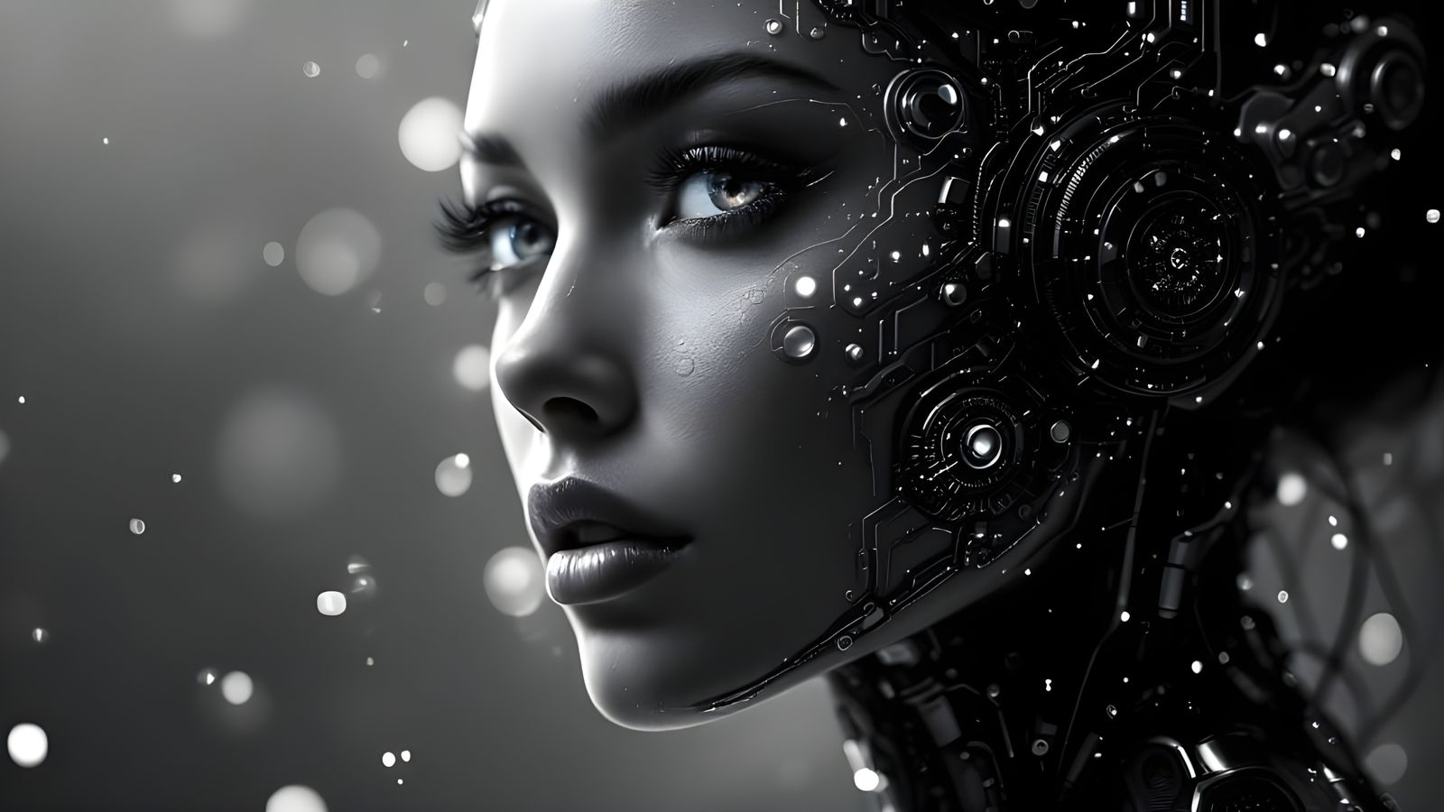 Anime Woman Silhouette Portrait with Facial Implants