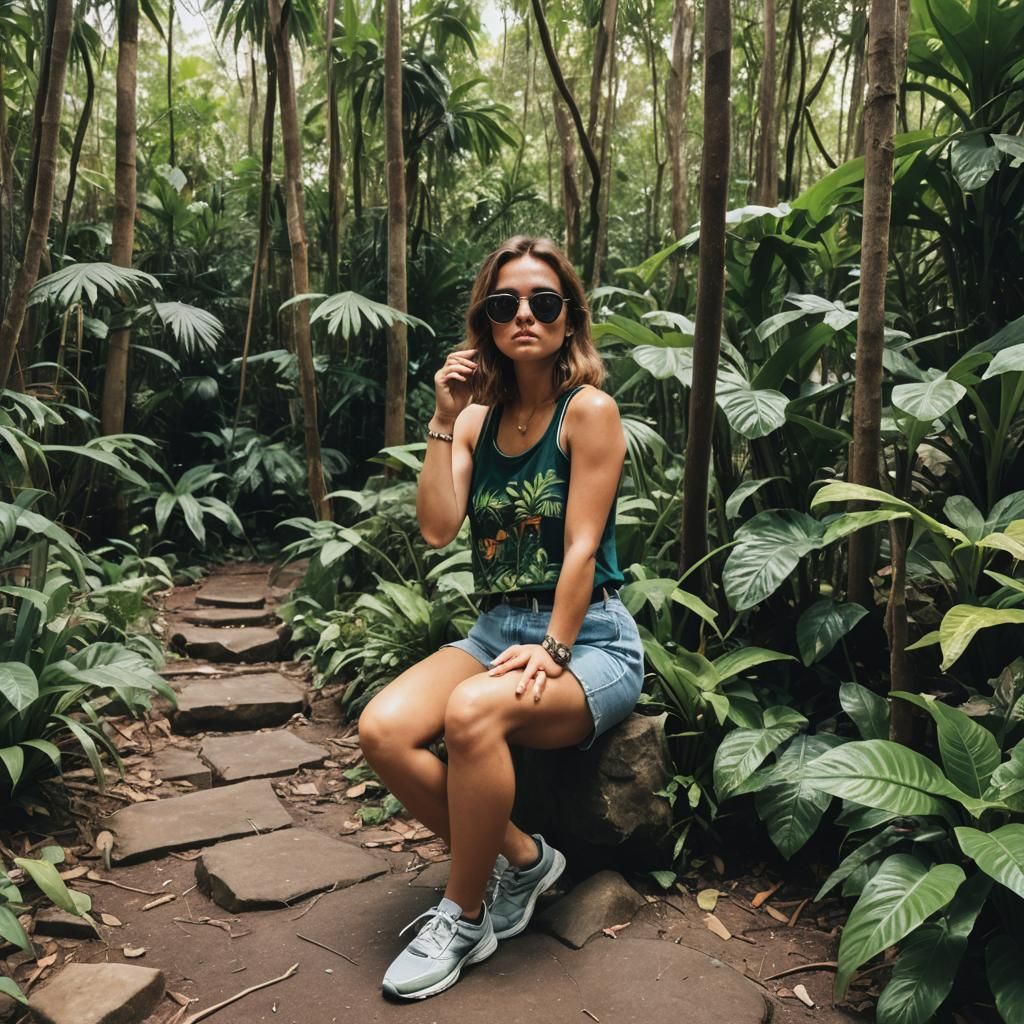 Jungle Squat with Sunglasses: A Lifestyle Moment