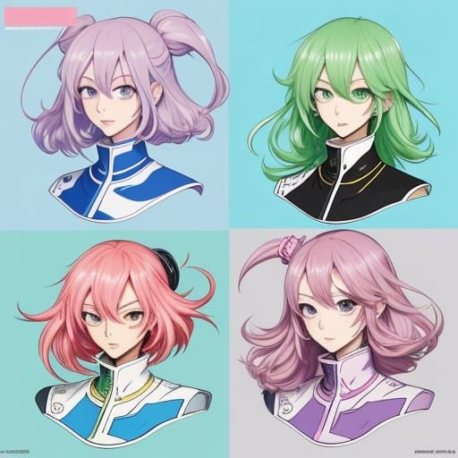 Pastel Anime Character with Exaggerated Features