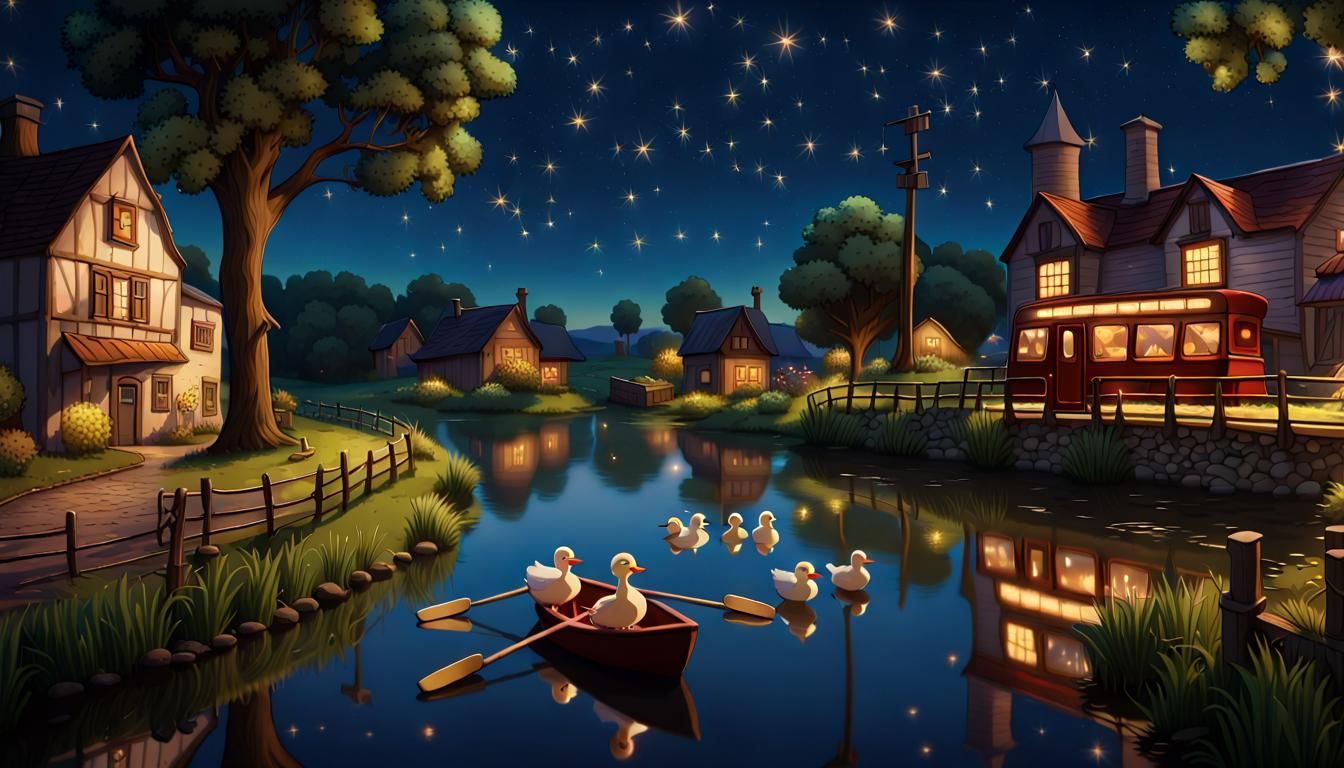 Old MacDonald's Farm Under Twinkling Stars in UHD