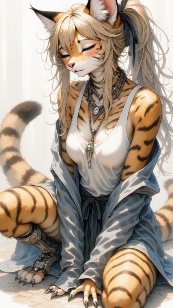 Abstract Expressionist Cat Portrait with Sci-Fi Detail