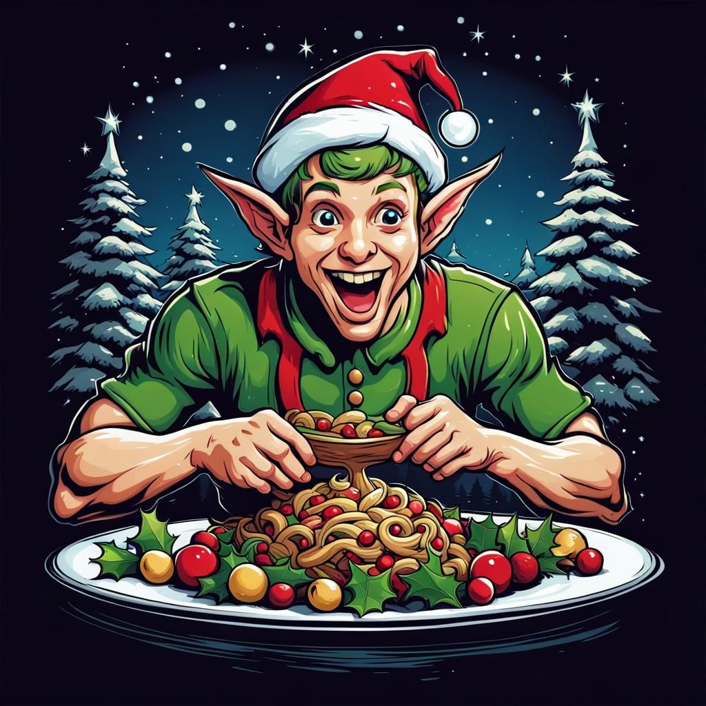Funny Christmas Elf Vector Graphic for T-Shirt