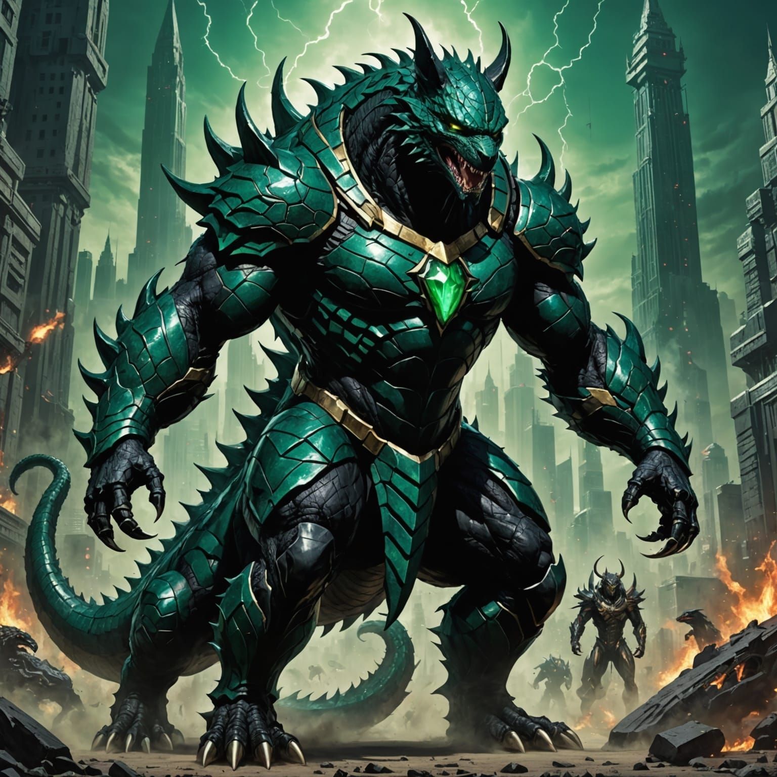 Emerald Anubis Godzilla Dragon Symbiote Fusion