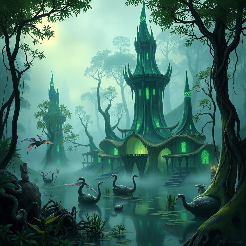 Luminous Wetlands of Black Marsh: A Thriving Argonian Villag...