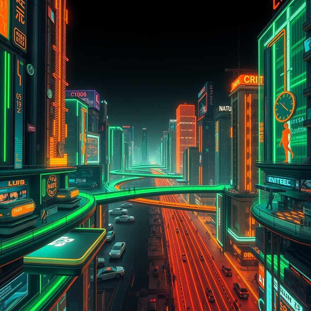 Futuristic City that Never Sleeps in Cyberpunk Style