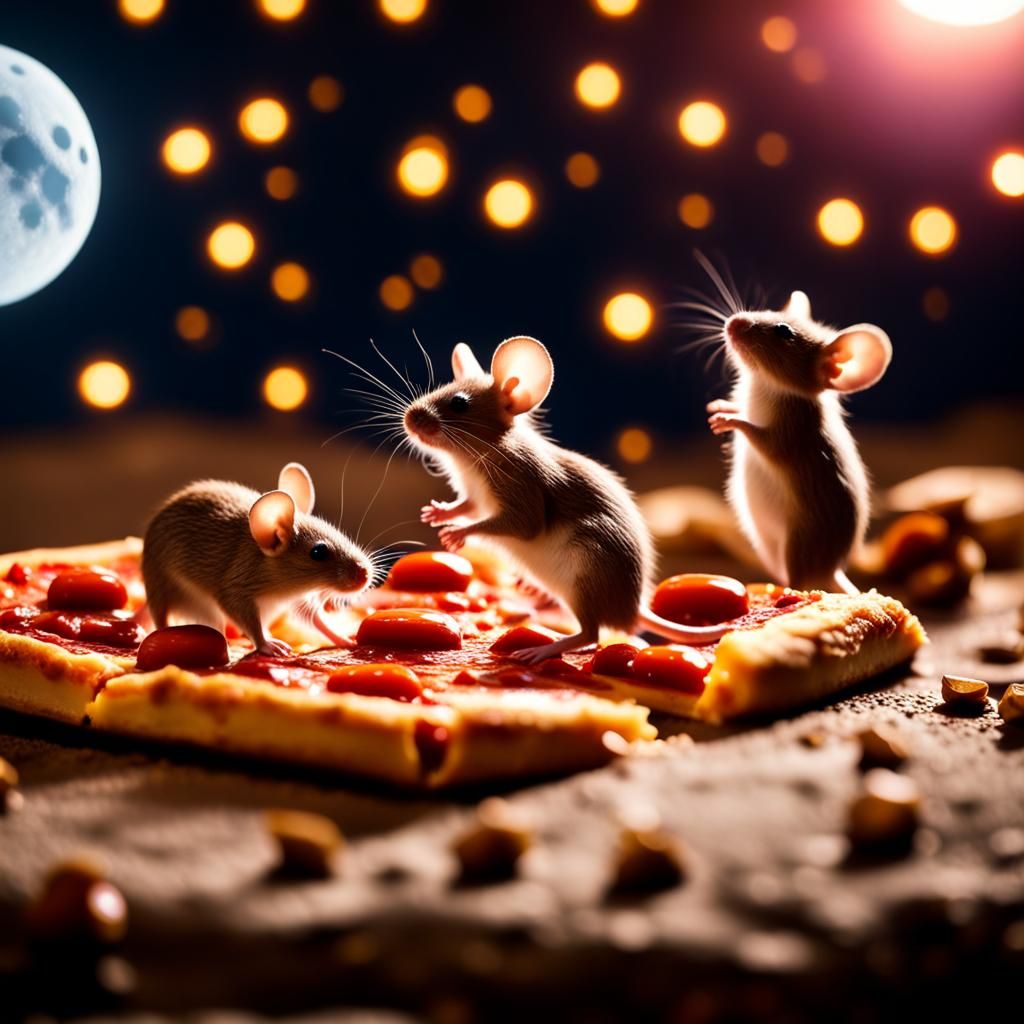 Macro Photograph: Mice Feast on the Moon