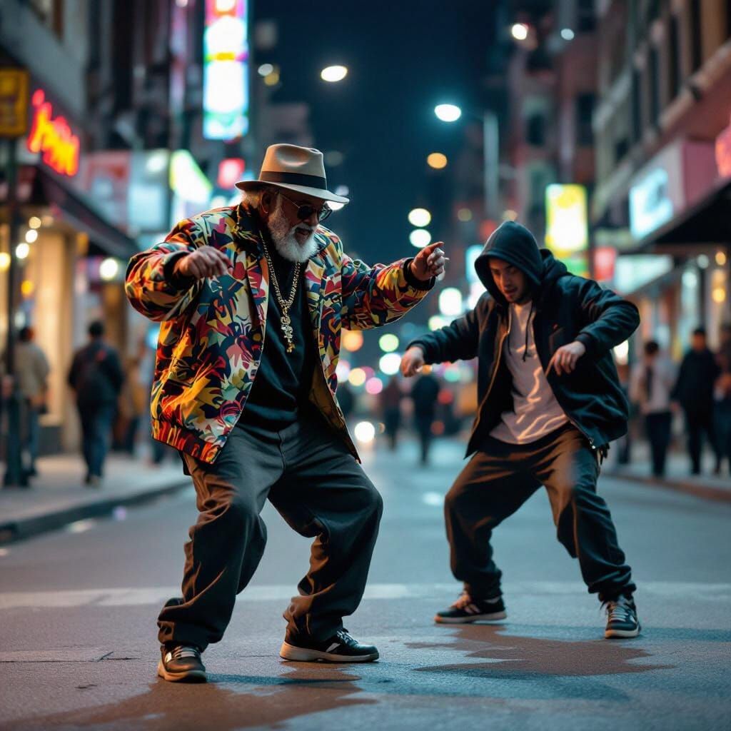 Hip Hop Dance Battle Between Generations, Cinematic Style