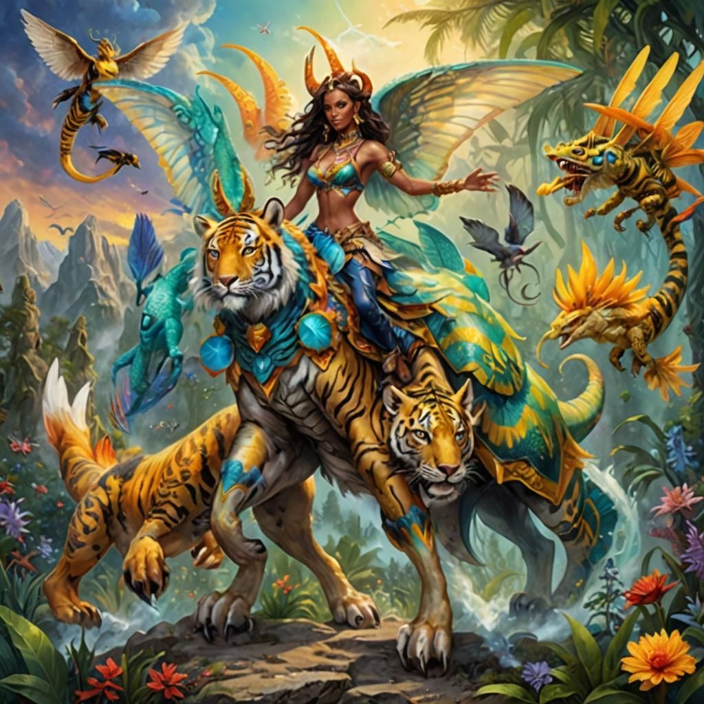 Surreal Hybrid Creature in Mixed Media Style