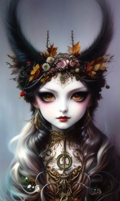 Cute Vegetal Anime Girl in Surreal Style