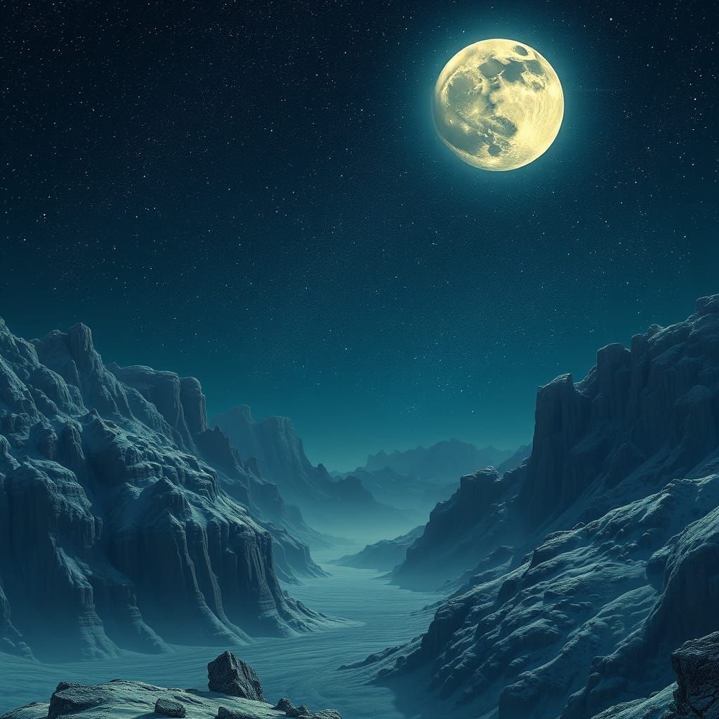 Majestic Landscape Under Super Moon in Realistic HDR