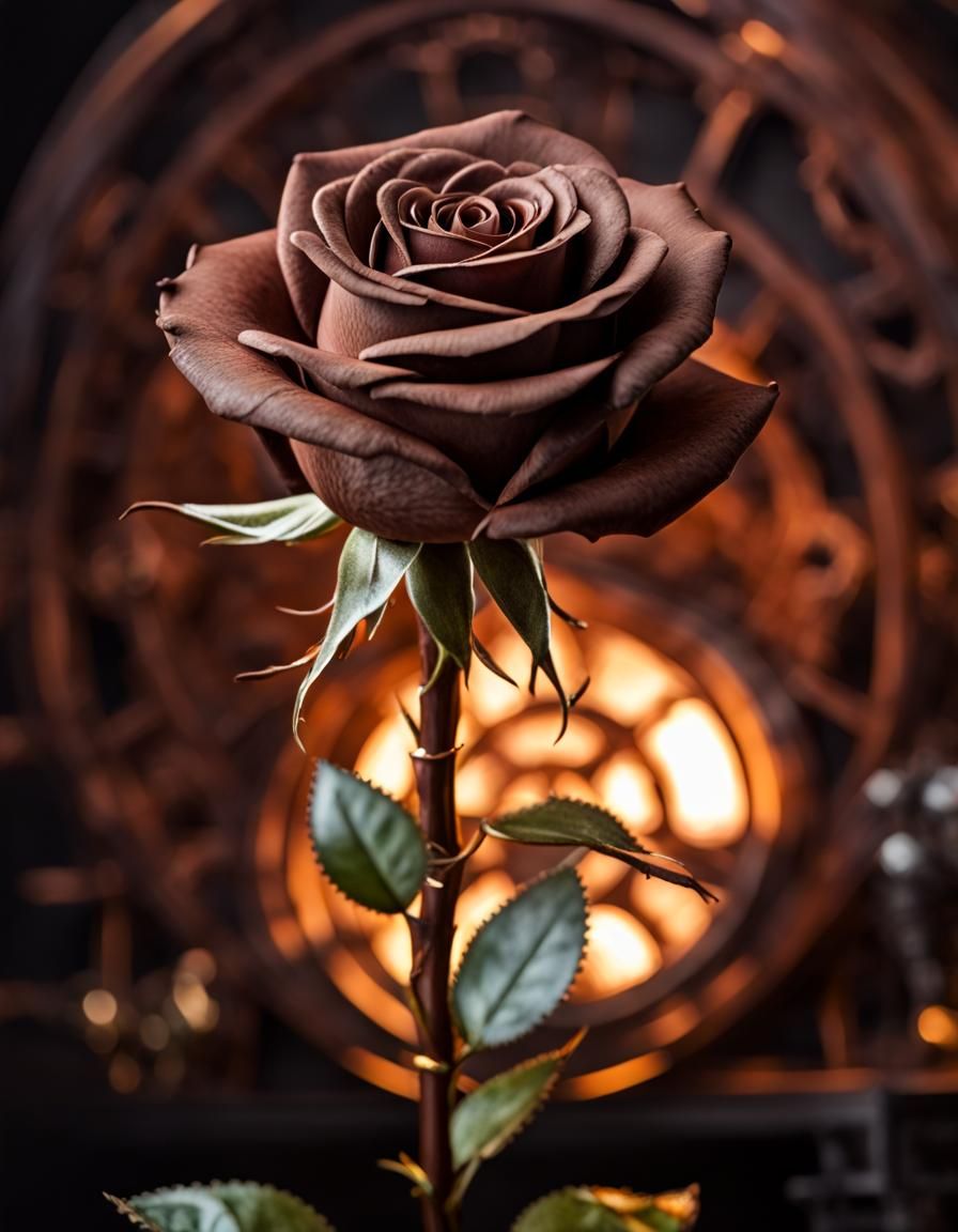 Steampunk Chocolate Rose: Macro Photography Masterpiece