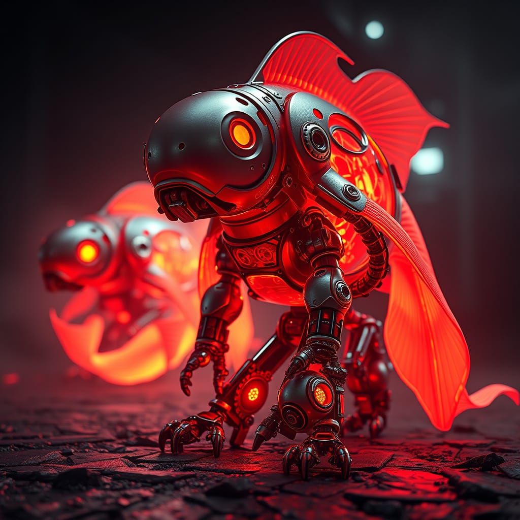 Koi Fish Robot Golem in Sci-Fi Style