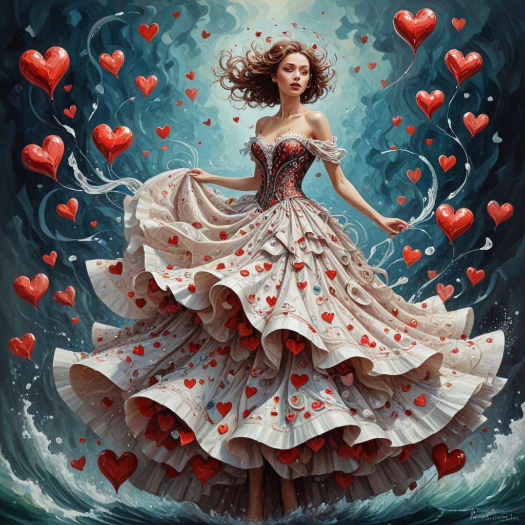 Whirling Hearts in Thick Oil Paint