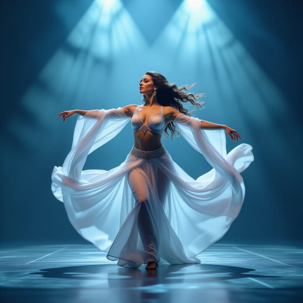 Dancer Performs Modern Dance with Oriental Elements