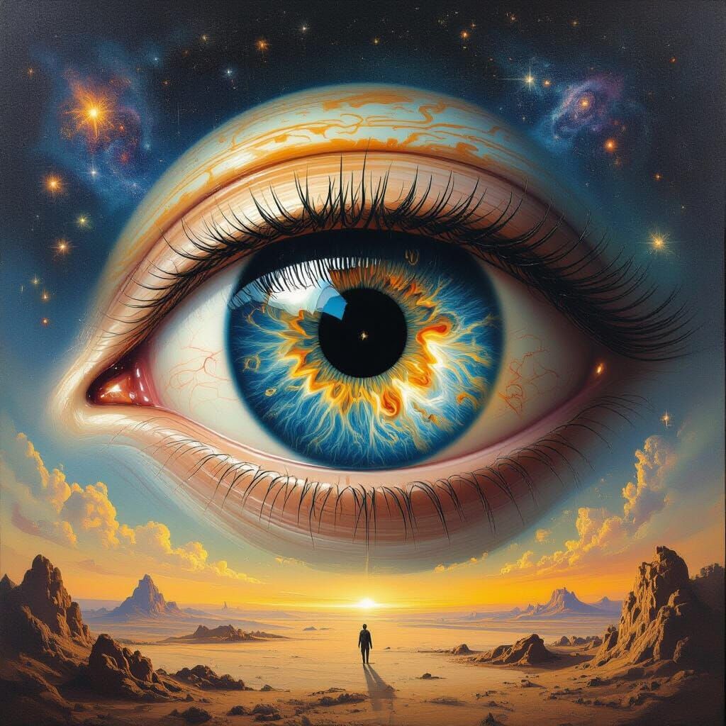 Surrealist Eye Nebula Painting of Jupiter's Great Red Spot