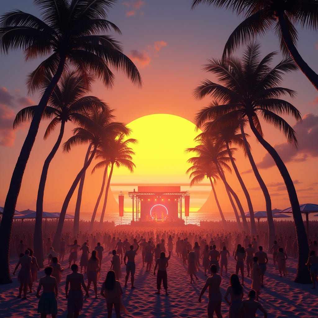 Electric Dance Music Festival at Sunset