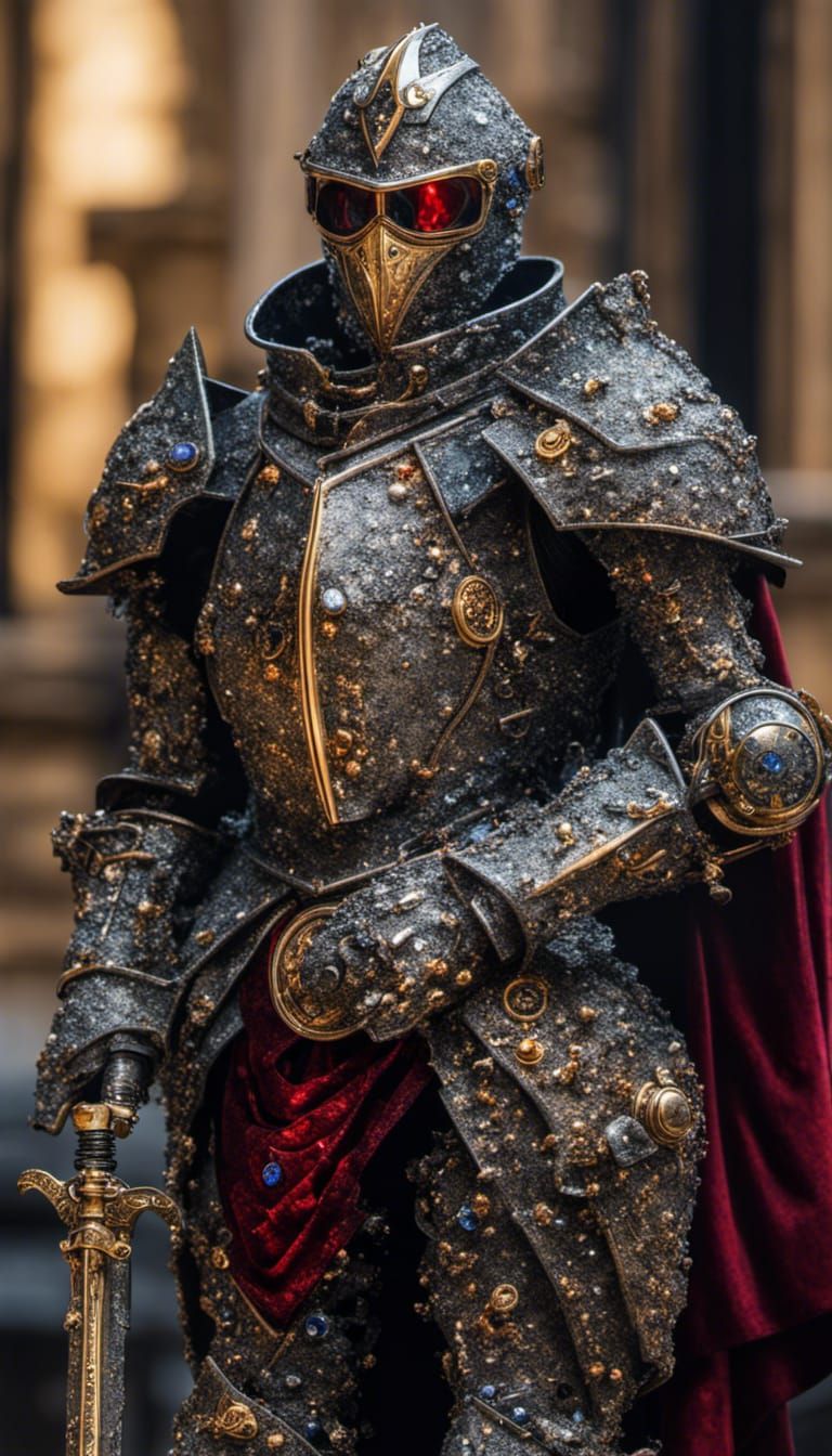 Steampunk Gothic Knight Made of Crystals and Steel