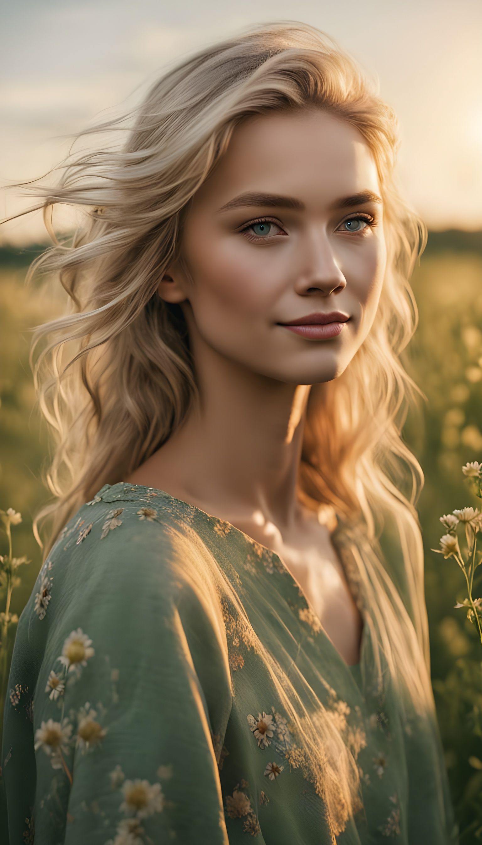 Hyperrealistic Portrait of a Beautiful Blond Woman