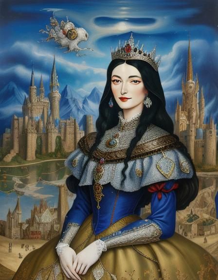 Smirking Medieval Princess in Dark Fantasy Style