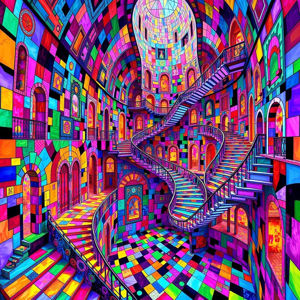 Intricate Mosaic Architecture in Polychromatic Style
