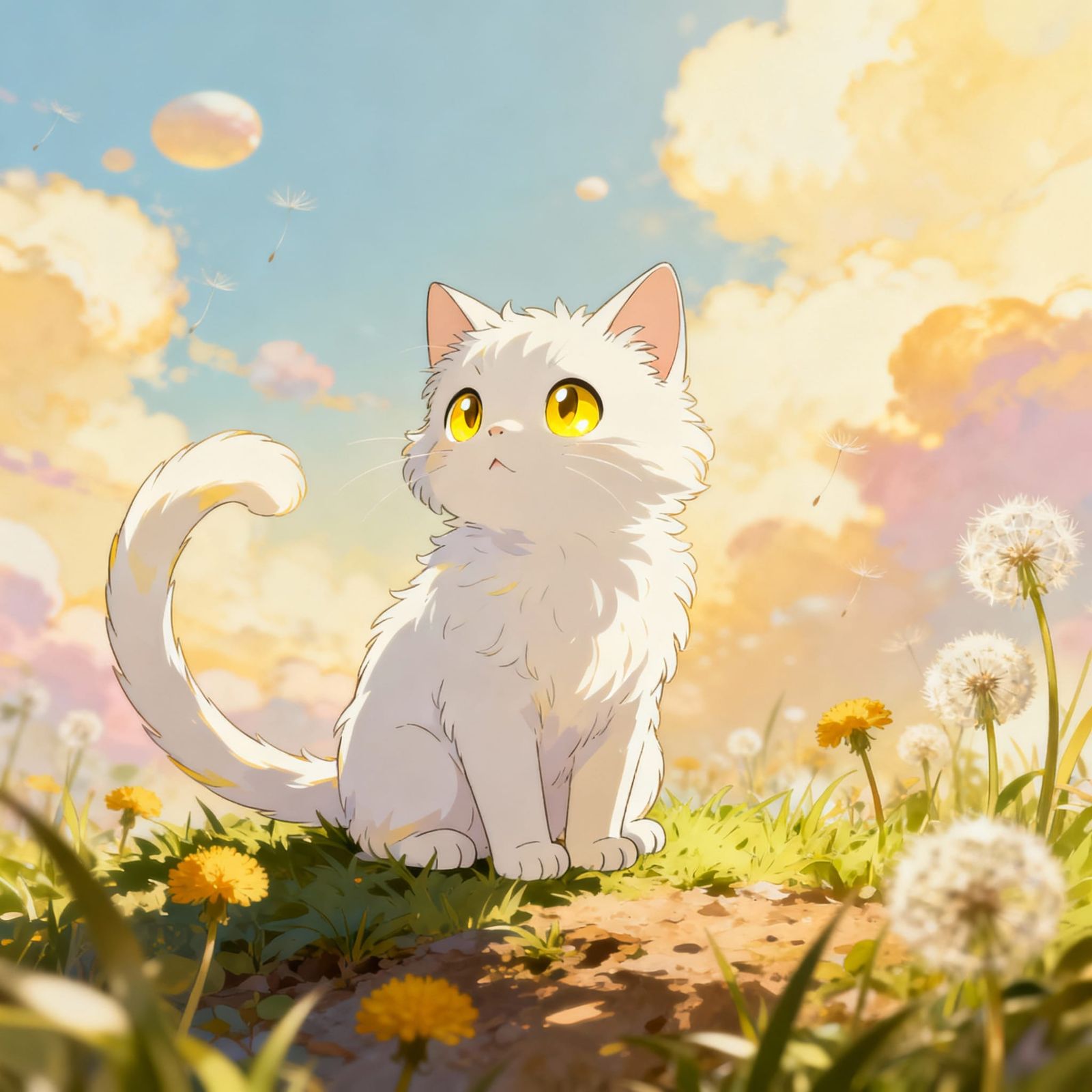 Cute Anime Kitten with Big Yellow Eyes