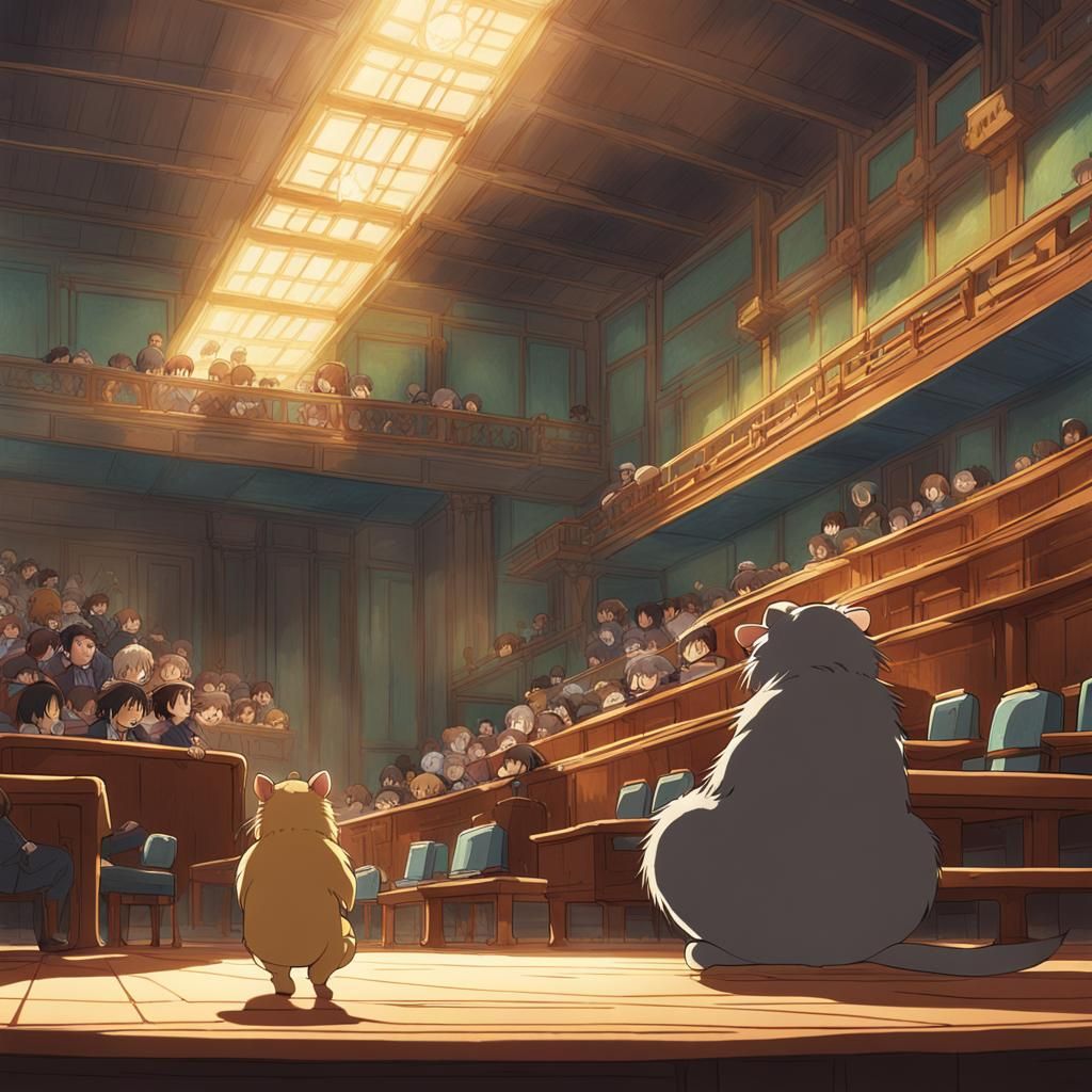 Lion and Mouse in Auditorium: Studio Ghibli Anime