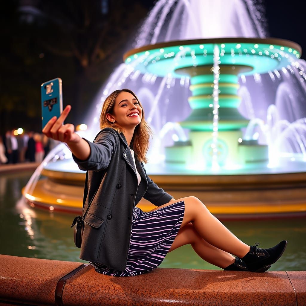 Model Laughing at Bethesda Fountain, Central Park