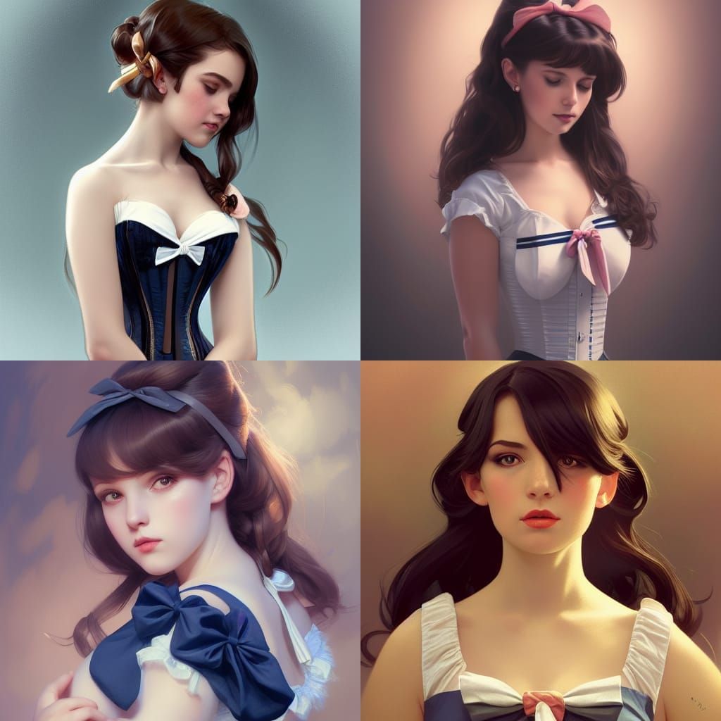 Girl in Sailor Dress Digital Art Portrait